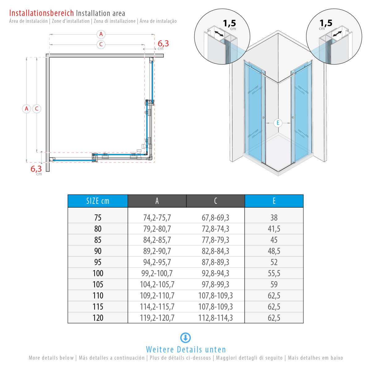 Aica Duschkabine 80x80 Cm Mit Schiebetür – Sicherheitsglas, Alurahmen – Eckdusche Für Bad Ohne Tasse