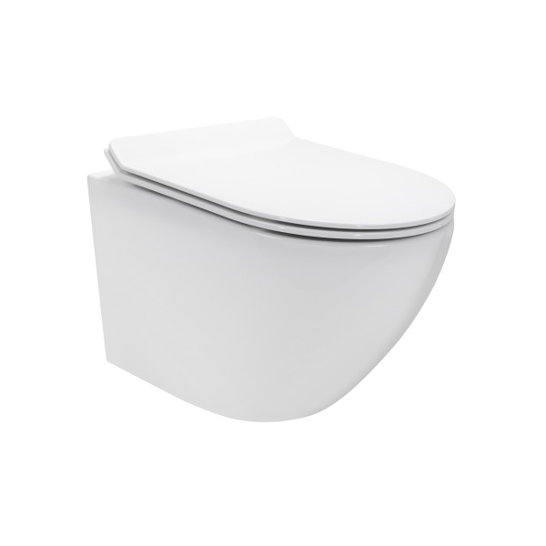 Toilette Hänge WC Spülrandlos inkl. WC Sitz mit Absenkautomatik SOFTCLOSE + abnehmbar Franco